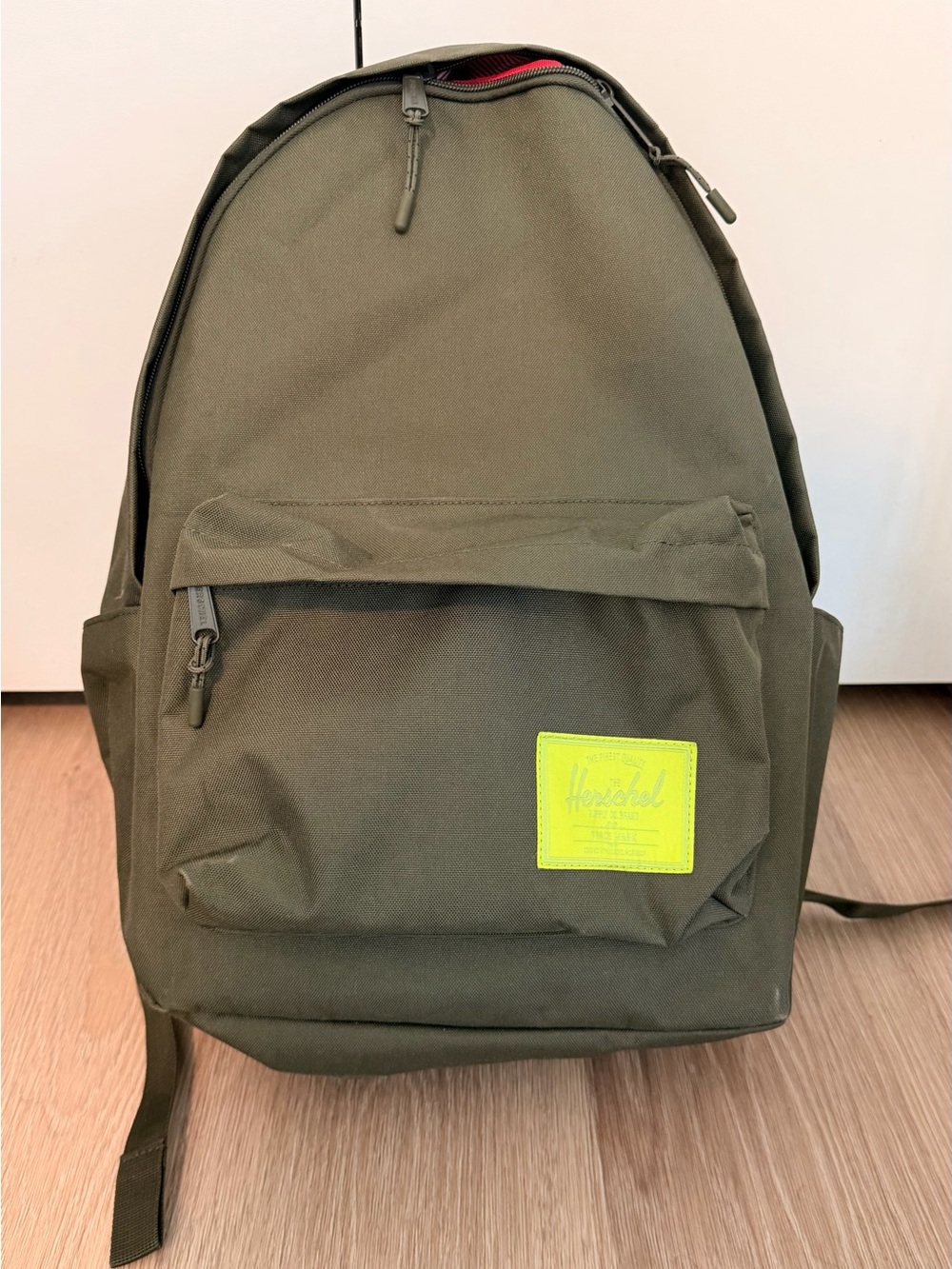 Herschel Supply Co. Olive Green Backpack with Neon Patch